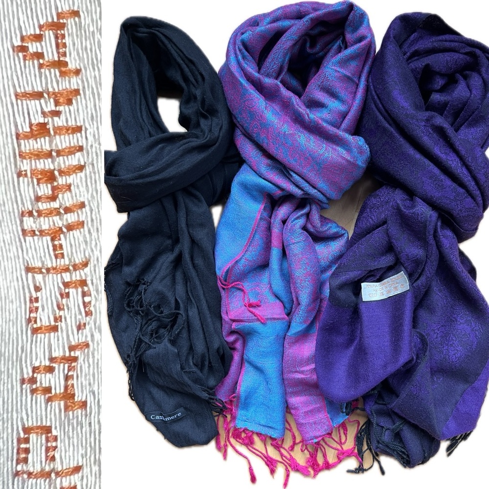3️⃣Bundle of Three Scarves | Mildly Imperfect | 2 Pashmina & 1 Cashmere | Oblong